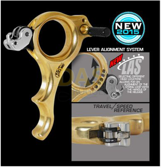Bild von Release Hand Held  'Fulkrum' Back Tension 3 Finger Large Brass